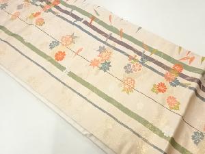 花筏に葦・縞模様織出し名古屋帯